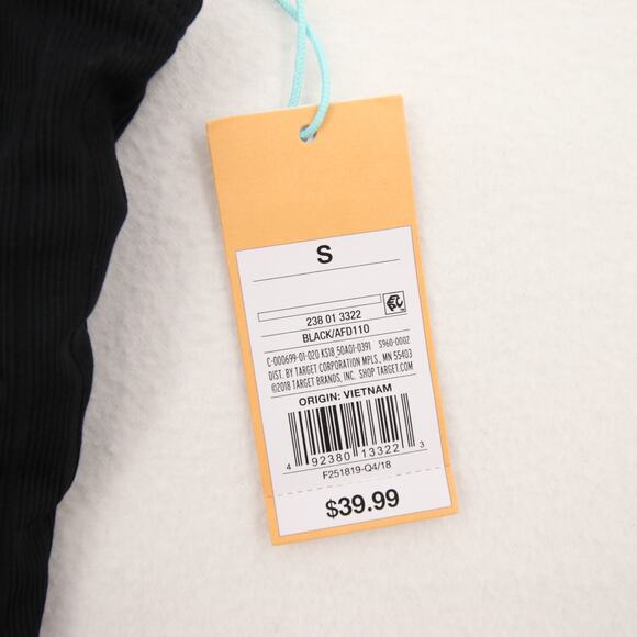 Kona Sol One Piece Swimsuit Black Ribbed Scoop Neck Lace Up Size Small NWT - Picture 8 of 14